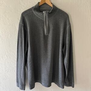 BANANA REPUBLIC | Mens French Rib Half Zip Cotton Sweater Size XXL Gray Heritage